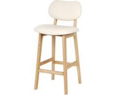SiFree®2 Tabouret de Bar Lot de 2,Tabouret de Cuisine Design en Cuir Artificiel et Bois?Blanc Crème