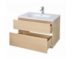 Meuble salle de bain 80 cm à suspendre chêne ENIO