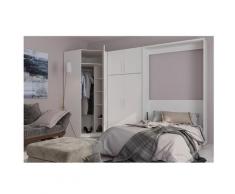 Composition armoire lit escamotable SMART-V2 blanc mat Couchage 160 x 200 cm armoire 2 portes +