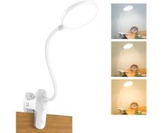Elle - Lampe de Bureau LED Liseuse Lampe, 3 Couleur et 3 Intensité Réglables, 20 LED Lampe