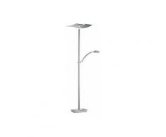 Lampadaire LED argent Dreki à variateur et liseuse - Argent