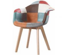 Made4us - JOANE - 1 fauteuil scandinave - Tissu - Multicolore - pieds en bois massif design salle a