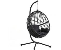 Auroa - Fauteuil suspendu noir en résine tressée