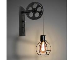 Lot de 2 Lampe Murale Int?rieur - Fer Poulie - R?tro Applique Murale Industrielle - E27 40W