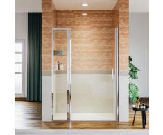 Sirhona - Porte de douche pivotante en niche avec paroi de supplémentaire fixe - 116 x 185 cm