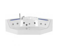 Baignoire balnéo angle côté gauche avec LED 150 cm blanche CACERES
