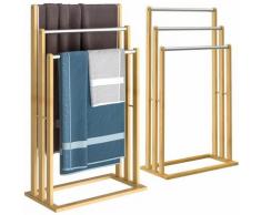 Casaria - Porte-serviettes en bambou sur pied avec 3 barres Support pour serviettes Étagère de