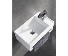 Lavabo suspendu avec porte-serviettes intégré PB2077 en pierre solide - 50 x 30 x 20 cm -blanc mat