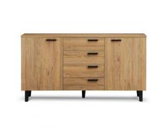 FRILI - Commode buffet enfilade style scandinave chambre/salon/entrée - 150x81x46 cm - 2 portes + 4