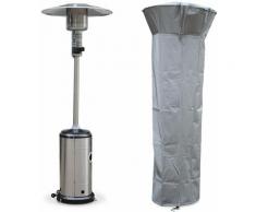 Chauffage d'extérieur gaz FINLAND 12 parasol chauffant de terrasse en Inox avec roulettes et housse