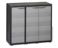 Armoire de rangement de jardin avec 2 étagères Noir et gris - Topdeal