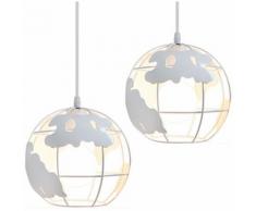 Lot de 2 Suspension Luminaires Industrielle Cage Sphère Ø20cm , Lustre Plafonniers Lampe Cuisine