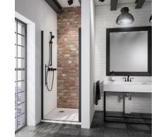 Schulte - Porte de douche pivotante, verre 5 mm transparent anticalcaire, style atelier industriel,