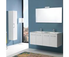MEUBLE SALLE DE BAINS DE 120 CM AVEC QUATRE PAROIS ET DOUBLE LAVABO BOSTON EN BLANC LUCIDE