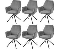 6x Chaise de salle à manger 851, chaise de cuisine, pivotante, auto-position ~ velours, gris foncé