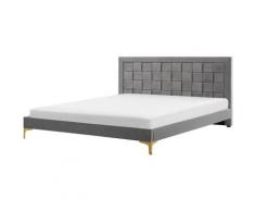 Beliani - Lit double en velours gris 180 x 200 cm LIMOUX
