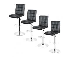 Lot de 4 Tabourets de Bar NOIR en Simili Cuir Chaises Bar Style Contemporain