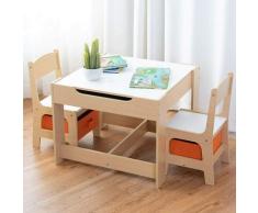Costway - Table et 2 Chaises pour Enfants Ensemble Table et Chaises Enfant Tableau Transformable