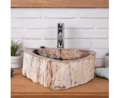 Vasque de salle de bain en pierre bois pétrifié fossilisé 40 CM