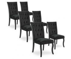 Lot de 6 chaises capitonnées Chaza Velours Noir