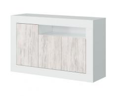 Caesaroo - Buffet de salon 144 cm blanc mat et antique avec 3 portes | Blanc