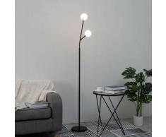 Lampadaire design noir et blanc à 2 boules - Fabrizio - Noir et blanc