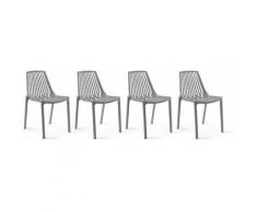 Lot de 4 chaises de jardin en plastique Paris - Gris
