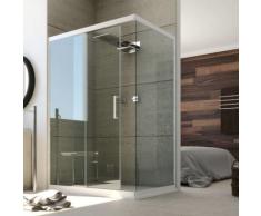 Cabine Douche en PVC 75x130 CM H190 Transparent mod. Glax Profil Blanc