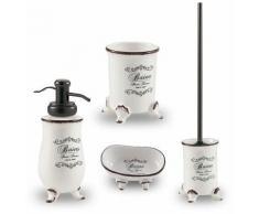 Kiamami Valentina - SET 4 PIÈCES D'ACCESSOIRES DE SALLE DE BAINS SHABBY EN CÉRAMIQUE DÉCORÉE |