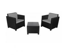 MATIRA - Salon de Jardin en Résine Tressée - 2 Fauteuils - 1 Table Basse Carrée 50 x 50 cm