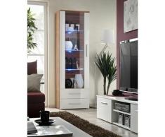Asm Gros Mobilier - Vitrine murale à poser LED - Neo V - 60 cm x 190 cm x 40 cm - Prunier - 2