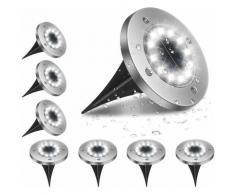 Lumière Solaire Extérieur, 8pack 12LED Luminaire Jardin Au Sol Eclairage 6000K Etanche IP65 Lampe
