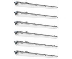 6x lampes de baignoire LED, tubes lumière du jour, entrepôts, halls, sous-sols, plafonniers