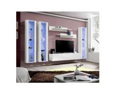Price Factory - Meuble TV FLY C2 design, coloris blanc brillant. Meuble suspendu moderne et