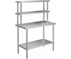 Youthup - Table de travail de cuisine avec étagère 120x60x150 cm Inox