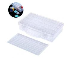 Boite De Rangement Diamant En Plastique Transparent, Avec Poignee, Paquet De 64, Avec Etiquette