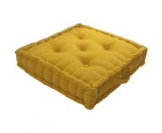 Coussin de Sol 50 x 50 x 10 cm LOLA 100% coton - JAUNE MOUTARDE