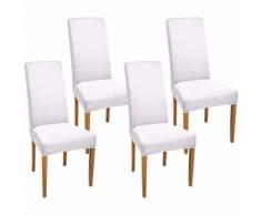 Beautissu Lot de 4 Housse de chaise stretch Leona Blanc