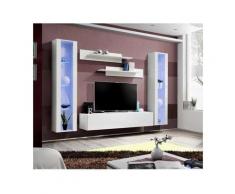 Meuble TV FLY A2 design, coloris blanc brillant + LED. Meuble suspendu moderne et tendance pour
