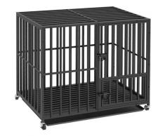 Cage pour Chien Grande Taille Cages de Transport Chien à Roulette avec 3 Portes 95 x 81 x 57 CM