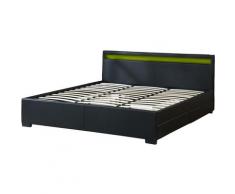 LIT LED double avec tiroirs 'Nico' - 180 x 200 cm - Noir
