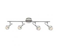 Globo - Plafonnier 4 spots luminaire plafond DEL lampe LED nickel mat chrome boules