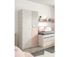 Armoire enfant ROSA 3 portes L90cm x H200cm - Blanc / Rose - Blanc / Rose
