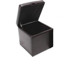 HHG - Tabouret cube, box de dépôt Onex, avec abattant, cuir, 45x44x44cm ~ marron