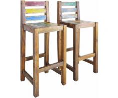 Tabouret de bar 2 pcs Bois recycle de bateau 40 x 40 x 106 cm