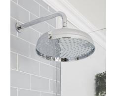 Elizabeth - Pommeau de douche pluie rond fixe rétro 30 cm avec bras mural - Chromé - Hudson Reed