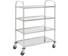 Chariot de Cuisine à 4 Niveaux Acier Inoxydable 107x55x125 cm