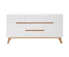 Buffet scandinave blanc mat et chêne SKIVE