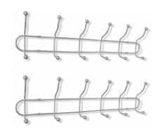 Porte-manteau mural avec 12 crochets Acier 2 pcs
