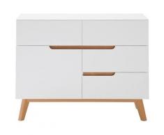 Buffet scandinave haut blanc mat et chêne SKIVE